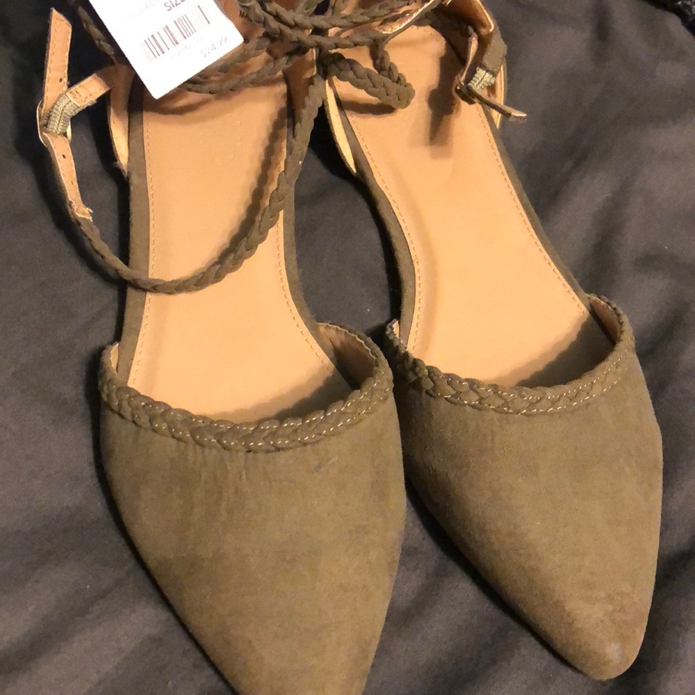 Olive green flats